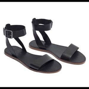 Madewell Boardwalk Ankle-Strap Sandal, black, size 8.5